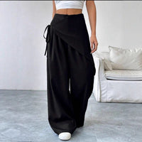 Irregular Design Trousers Fashion Casual Wide-leg Straight Pants Women's Clothing